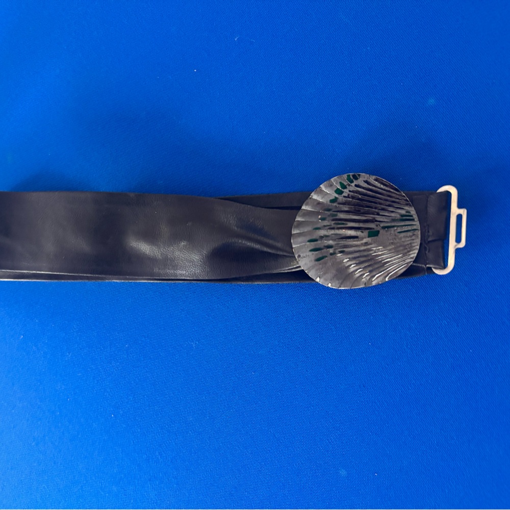 Black Belt with Silver Shell Buckle